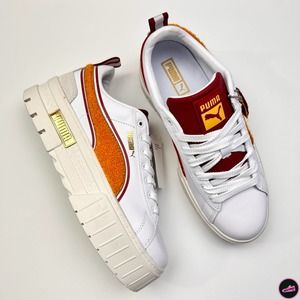 Puma Mayze New Heritage Platform Sneakers in Red Dahlia size 9 Women's Shoes